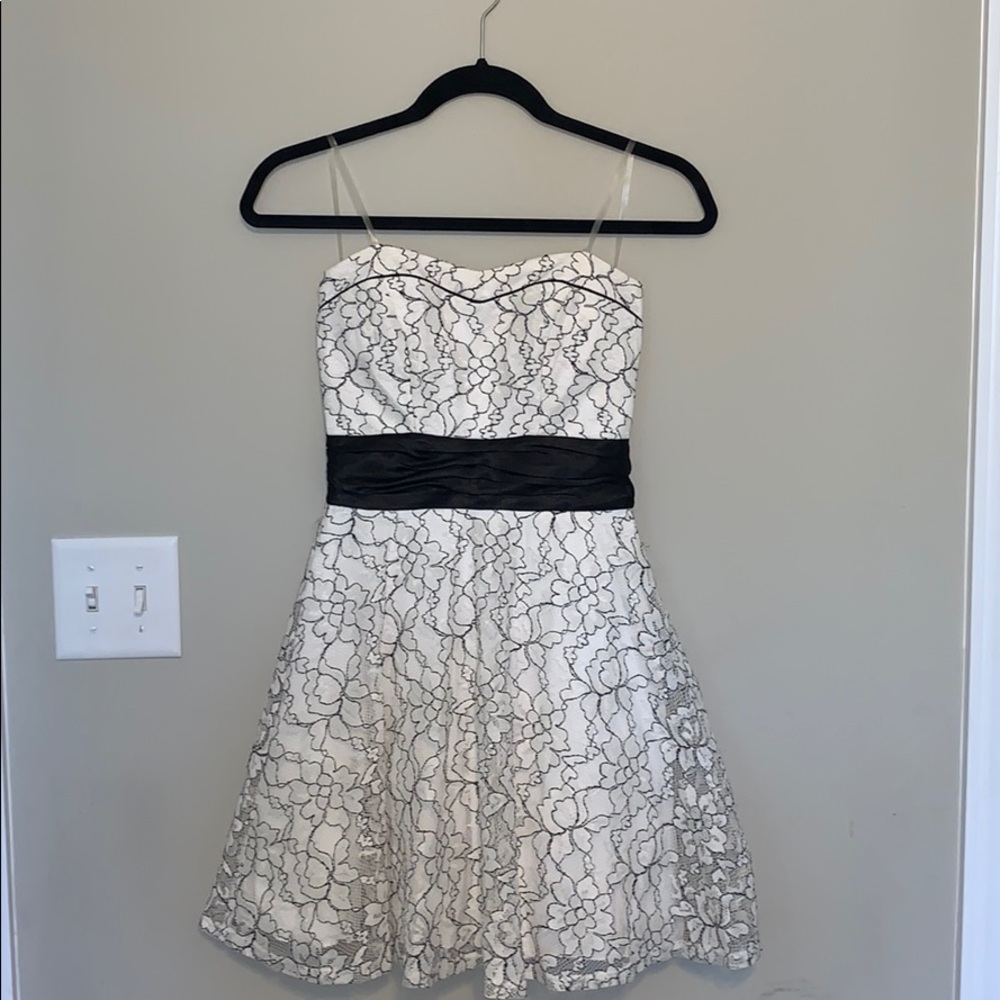 Black and White Lace Homecoming Dress